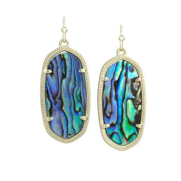 Kendra Scott Eleanor Drop Earrings Abalone 14K Gold Over Brass - Picture 1 of 3